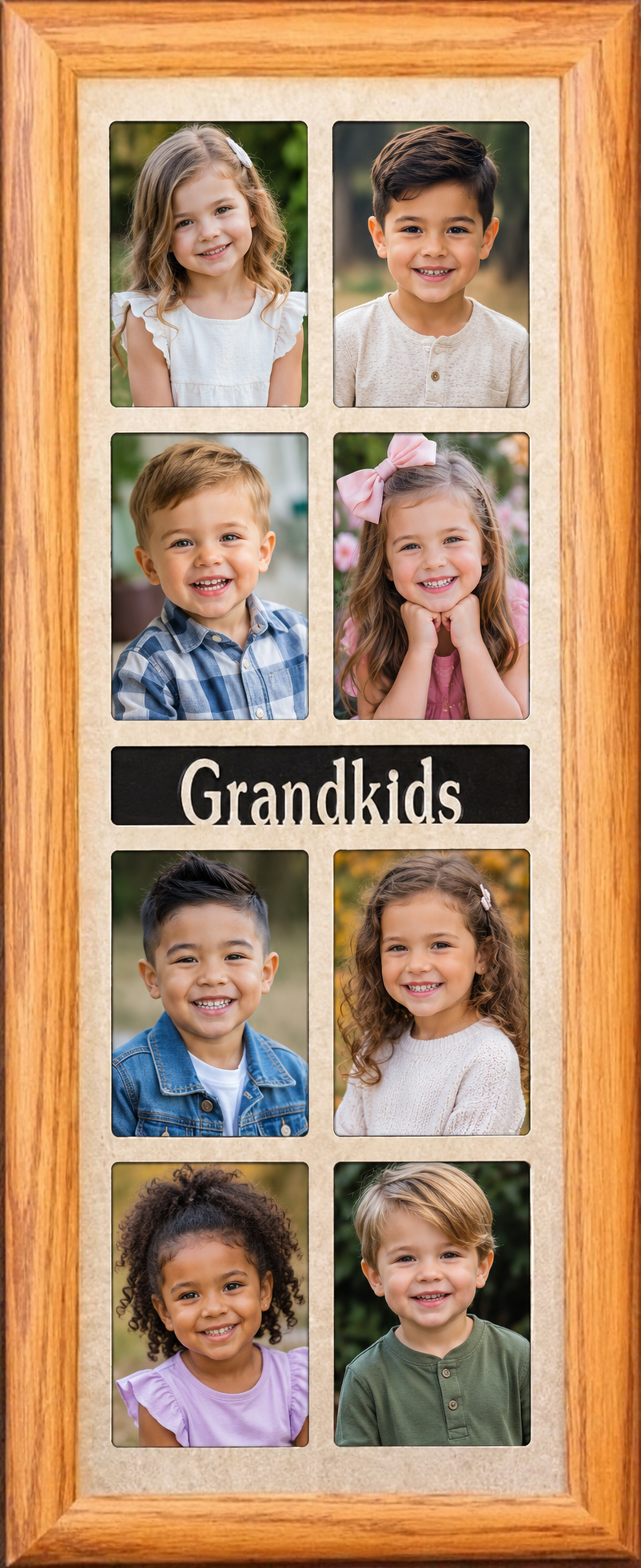 Grandparent Picture Frame | 8 Wallet Photo Collage | Custom Grandkids or Great Grandkids Frame | Wall Hanging